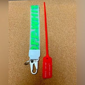 Off White Keychain Lanyard w/ Ziptie GO-GO GREEN Brand New in Bag